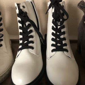 White combat boots